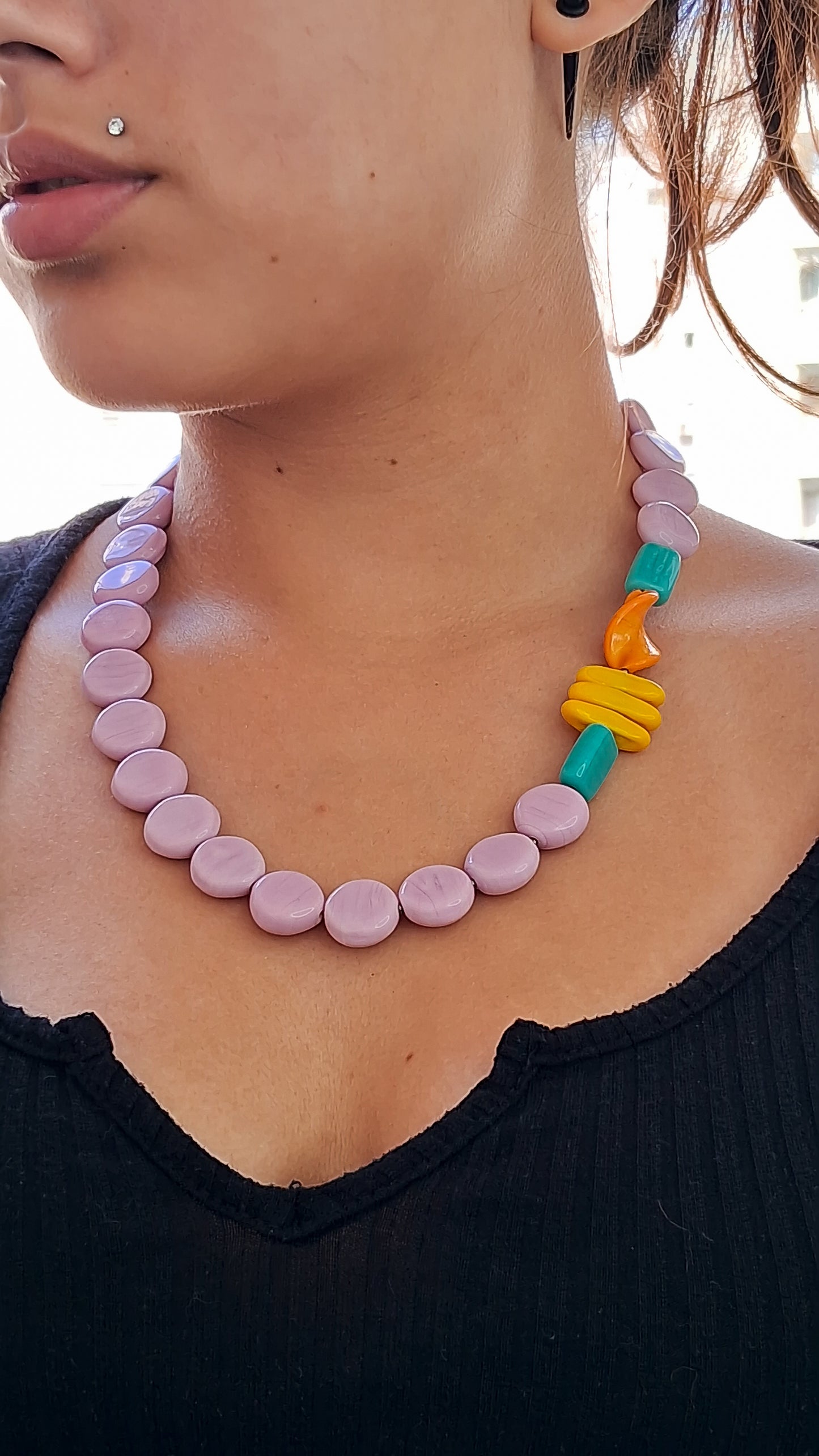 Colar Cores da Índia - rosa