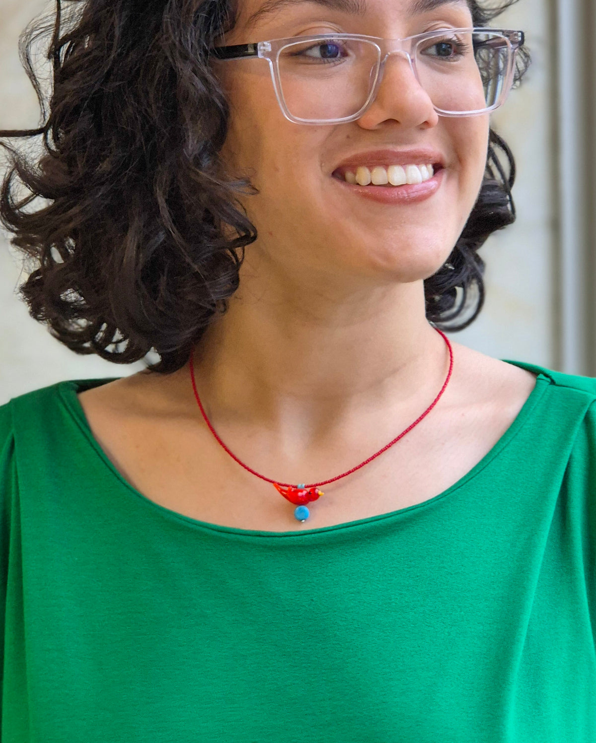 Colar Passarinho - Vermelho