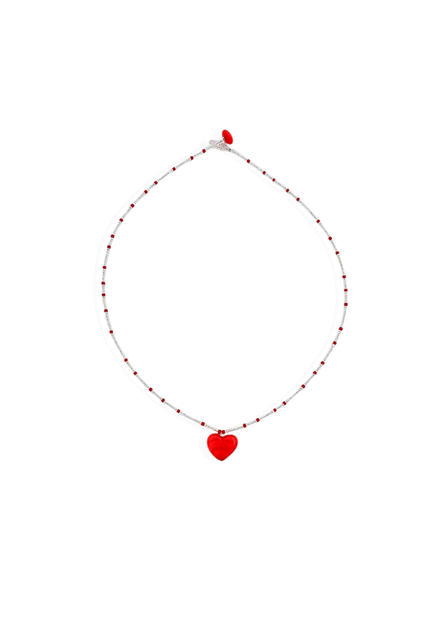 Colar Coração - Vermelho Salpicado