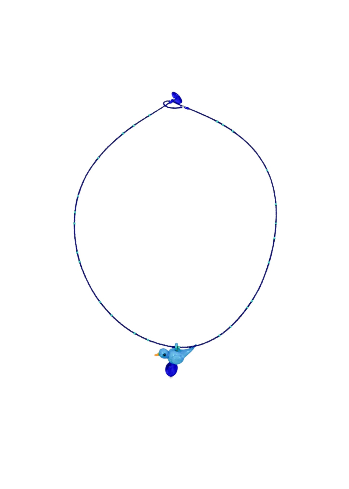 Colar Passarinho - Azul Salpicado