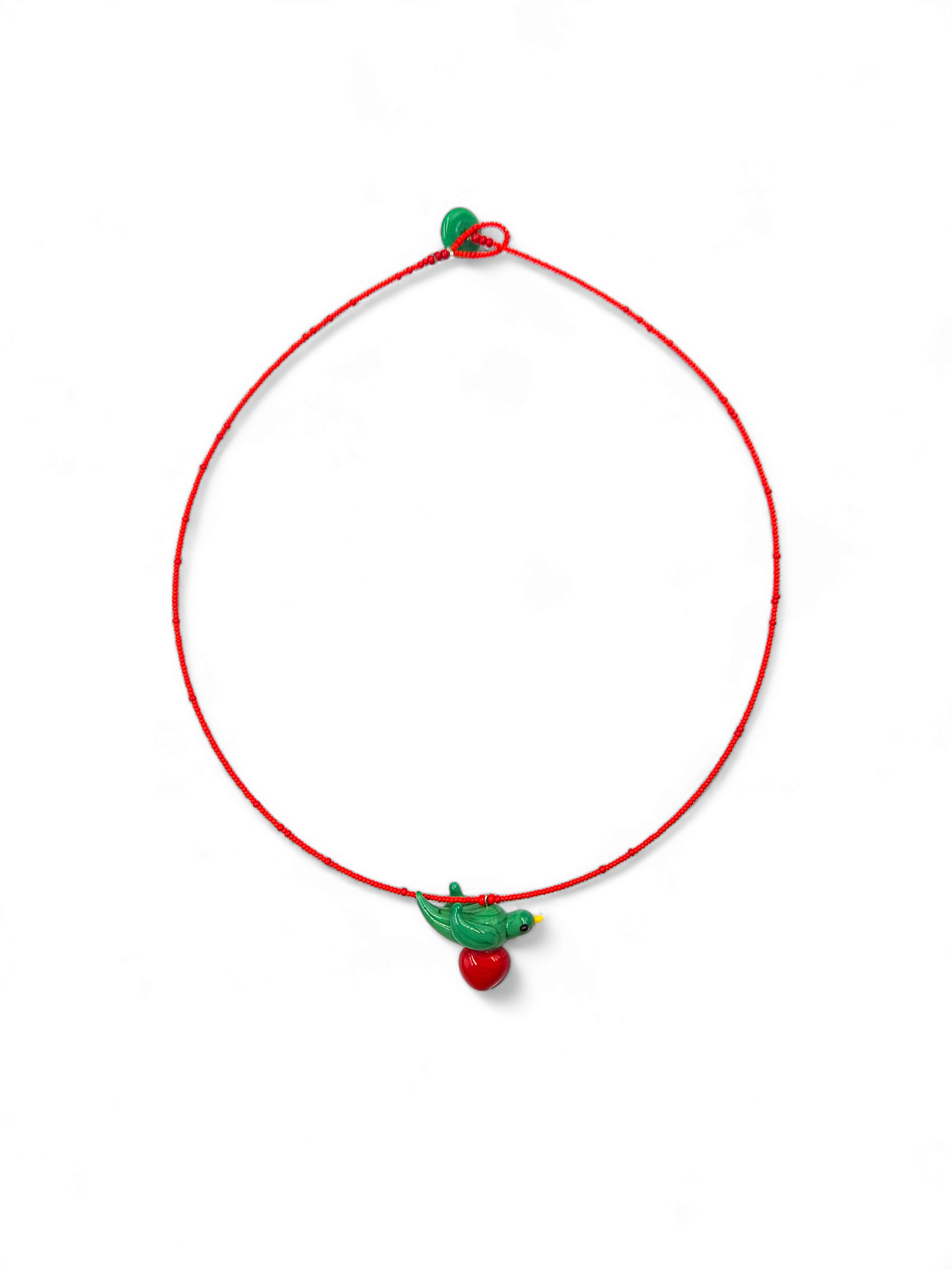 Colar Passarinho - vermelho e verde