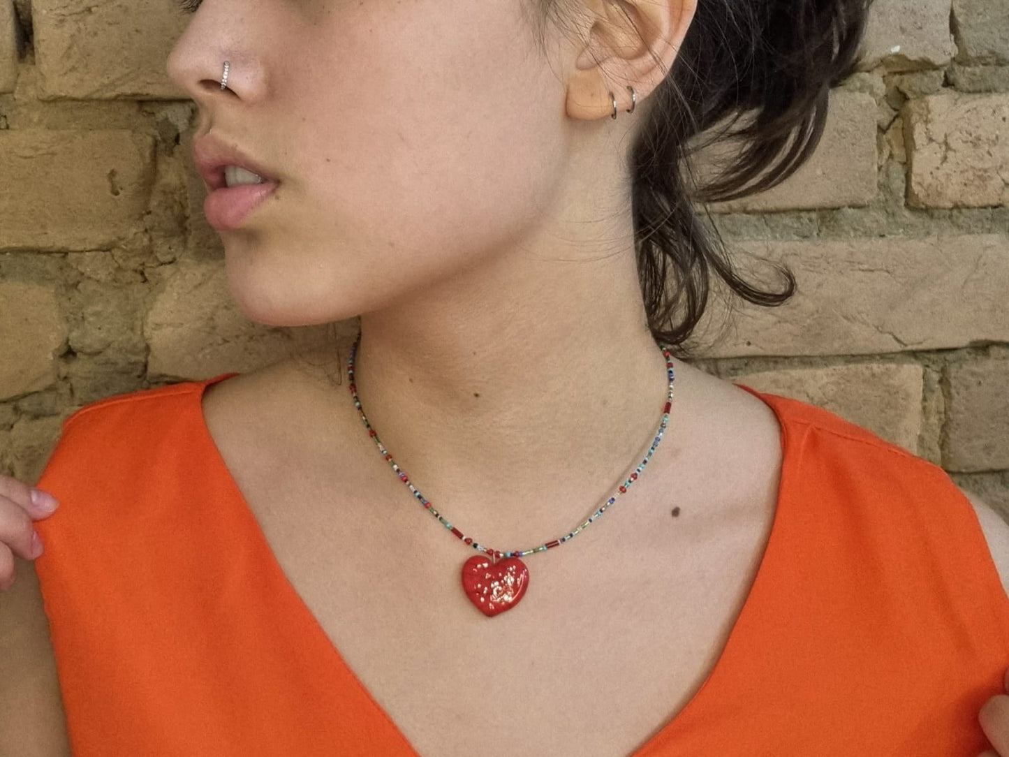 Colar Coração - vermelho