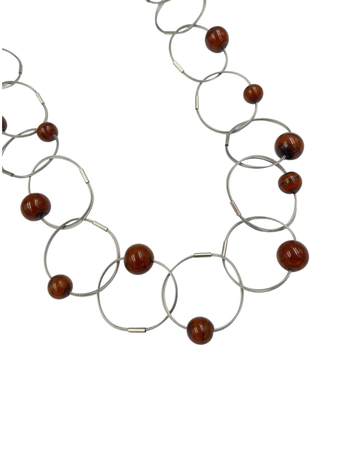 Colar Aros e Bolas - marrom