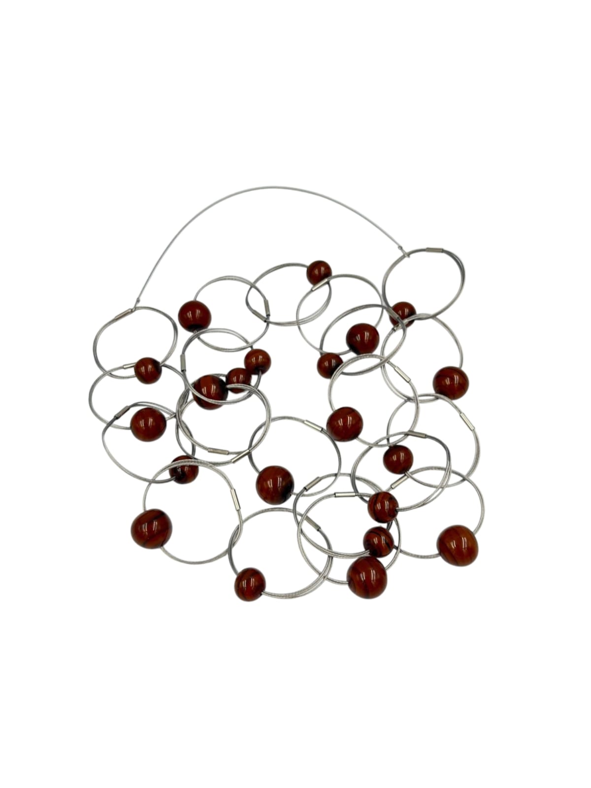 Colar Aros e Bolas - marrom