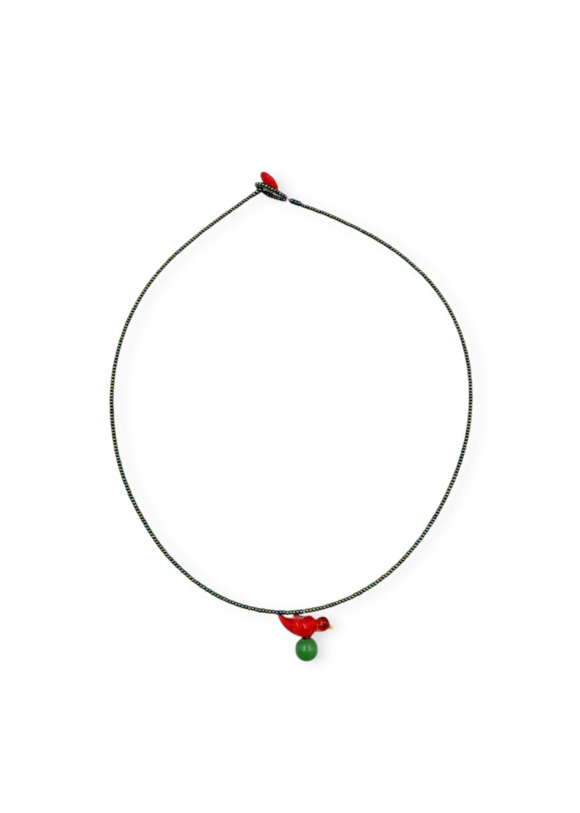 Colar Passarinho - vermelho e verde