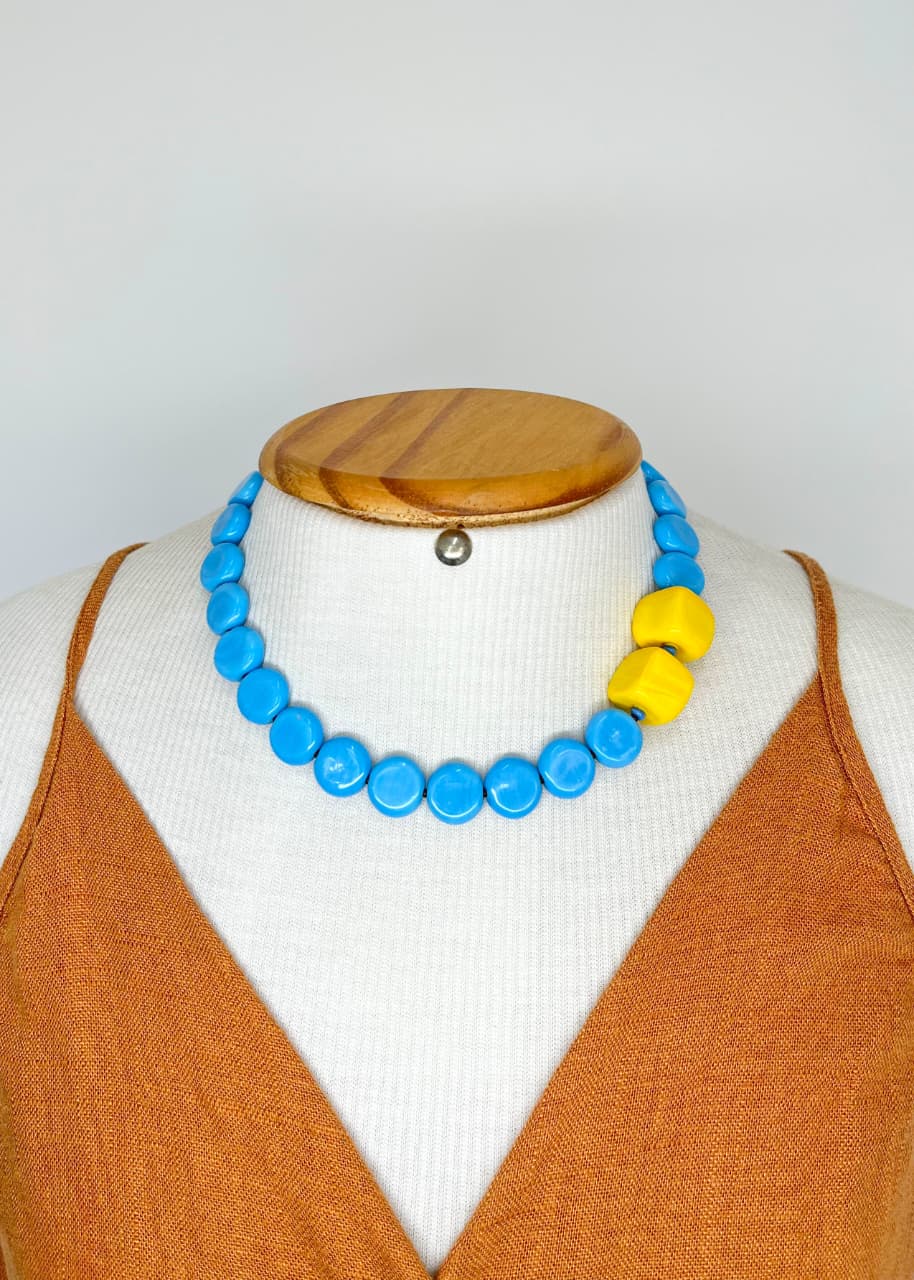 Colar Cores da Índia - Azul e Amarelo