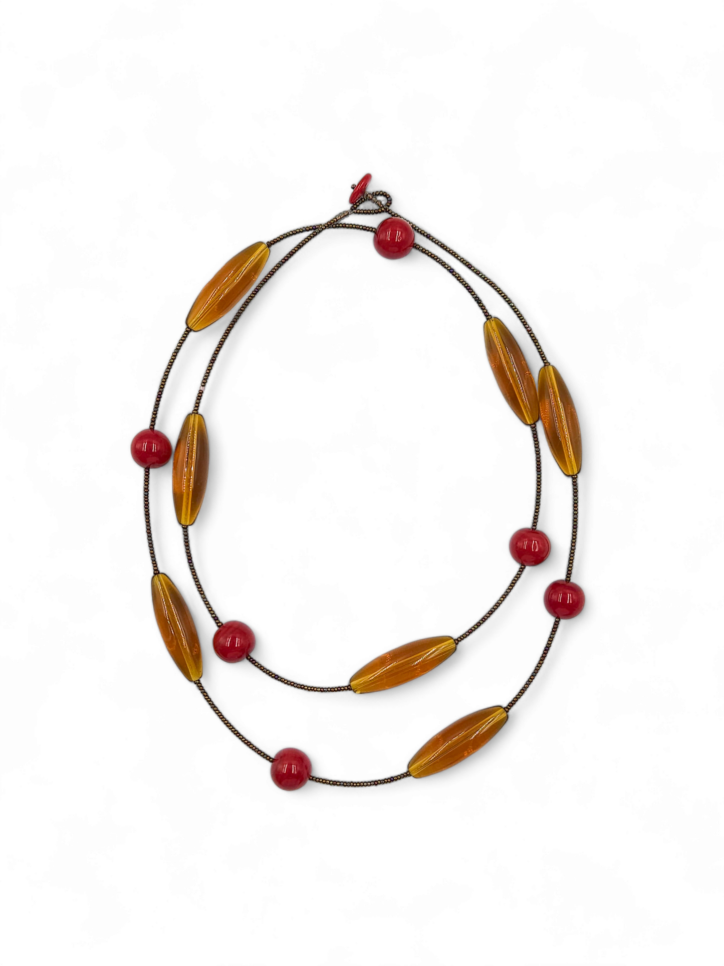 Colar Onzi - caramelo e vermelho