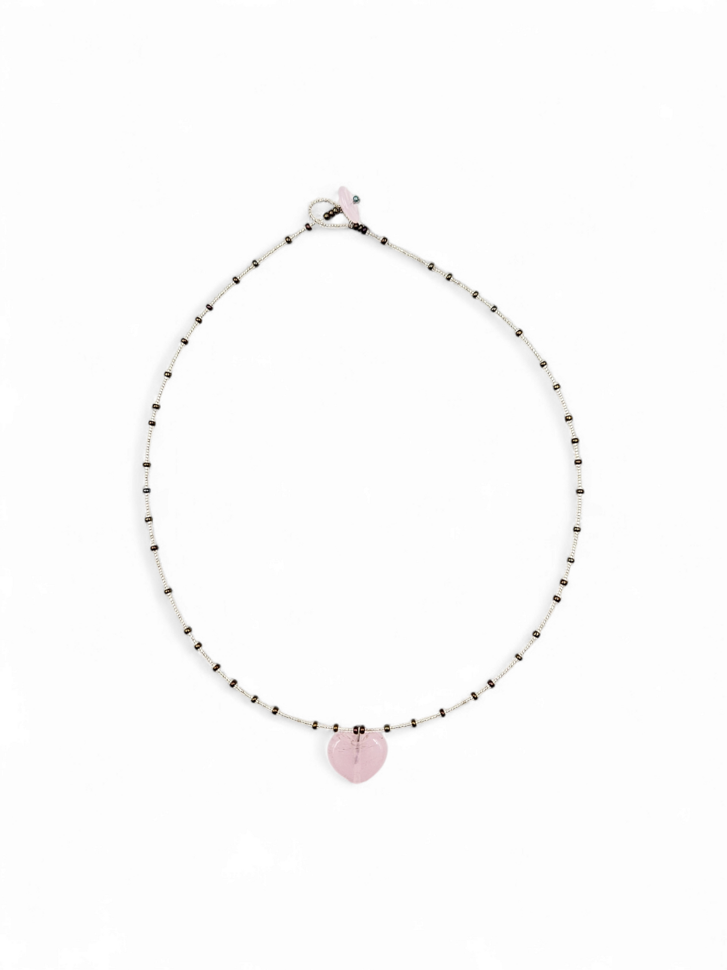 Colar Coração - rosa salpicado