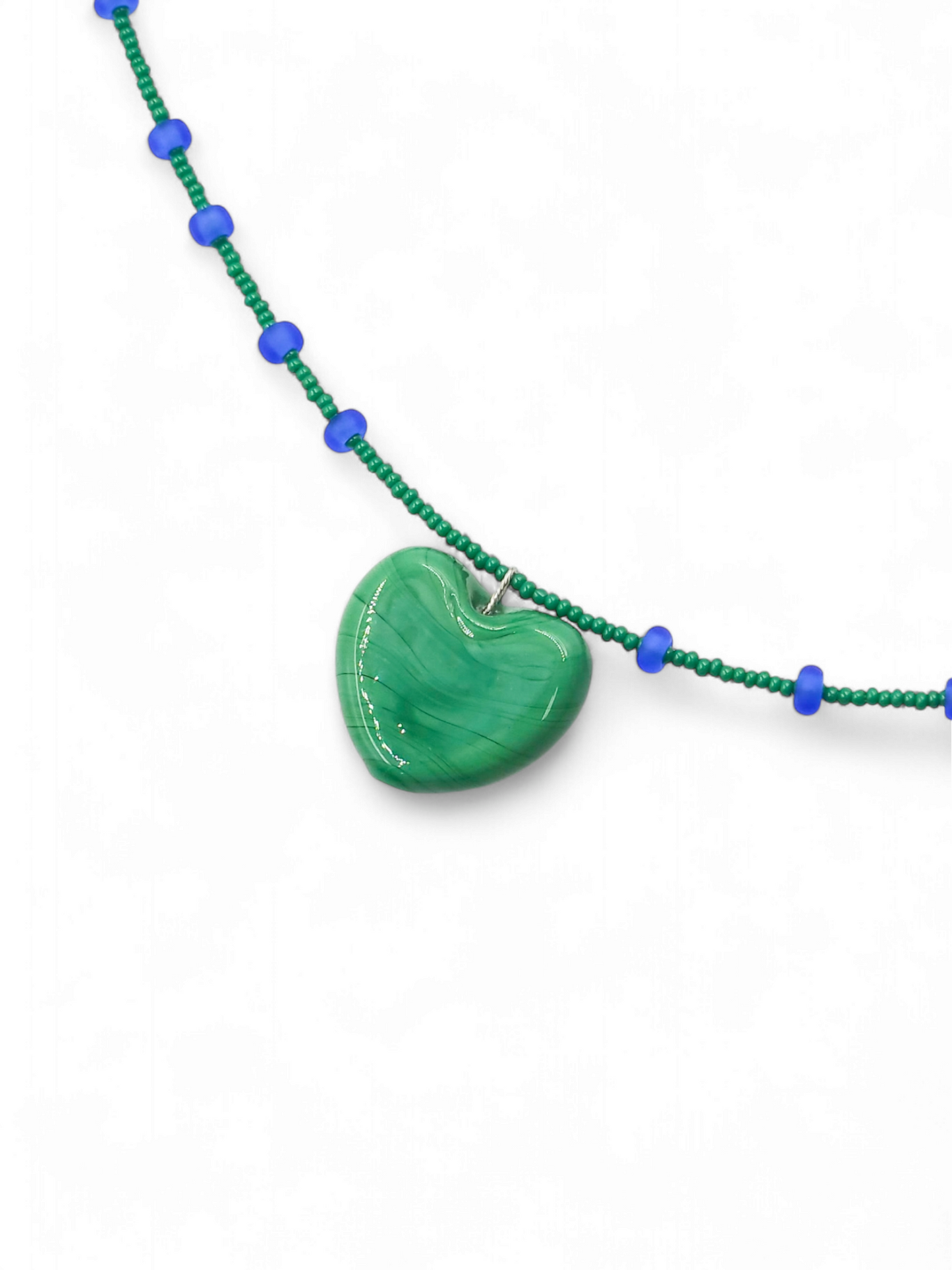 Colar Coração - azul e verde