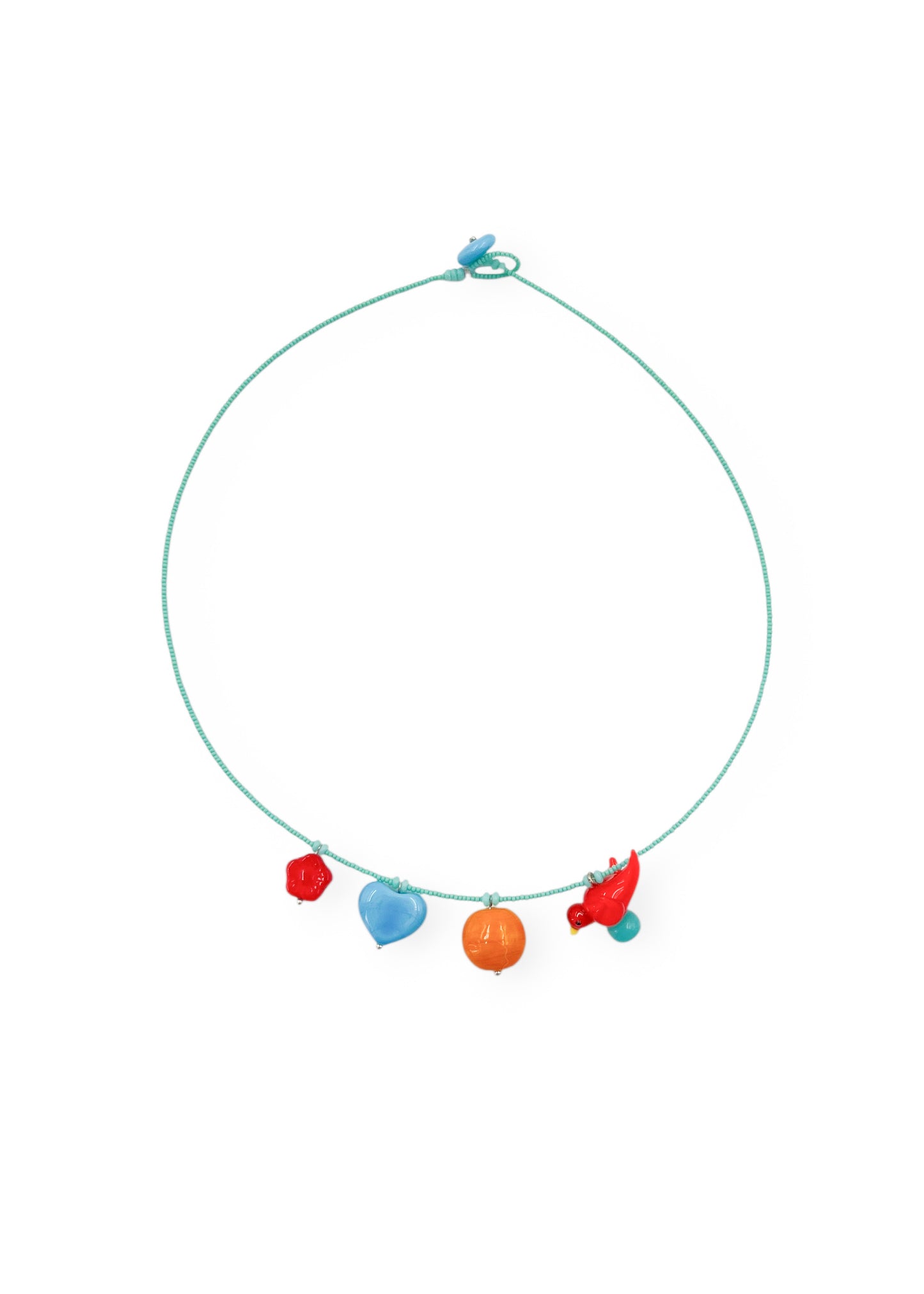 Colar Passarinho apaixonado - azul turquesa