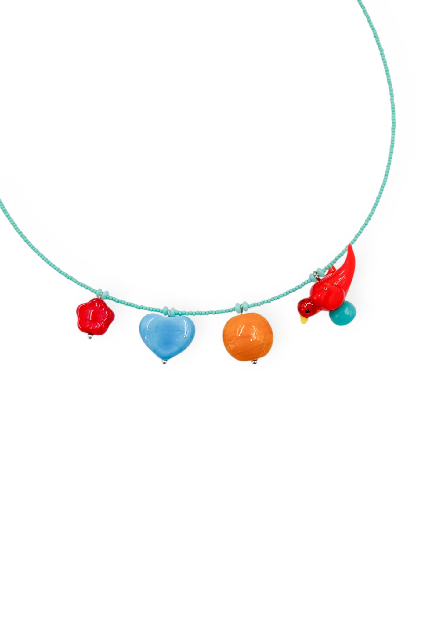 Colar Passarinho apaixonado - azul turquesa