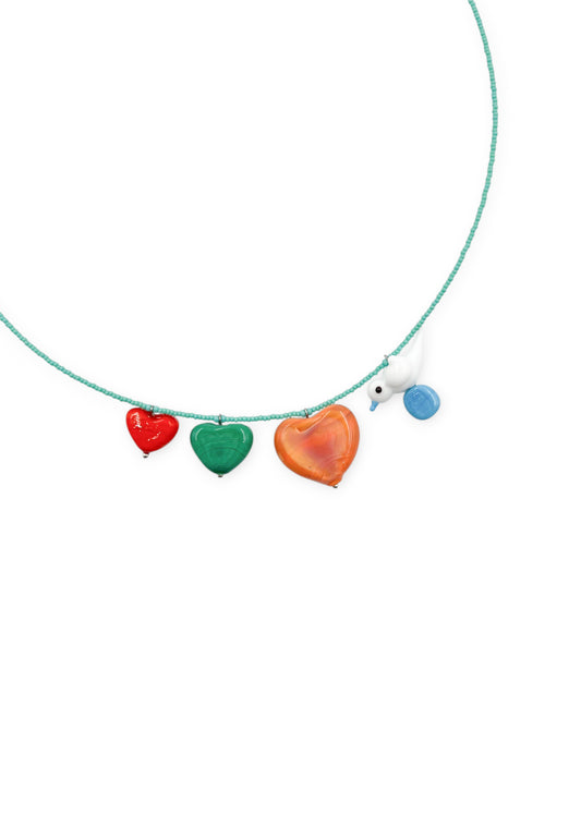 Colar Passarinho Apaixonado - Turquesa