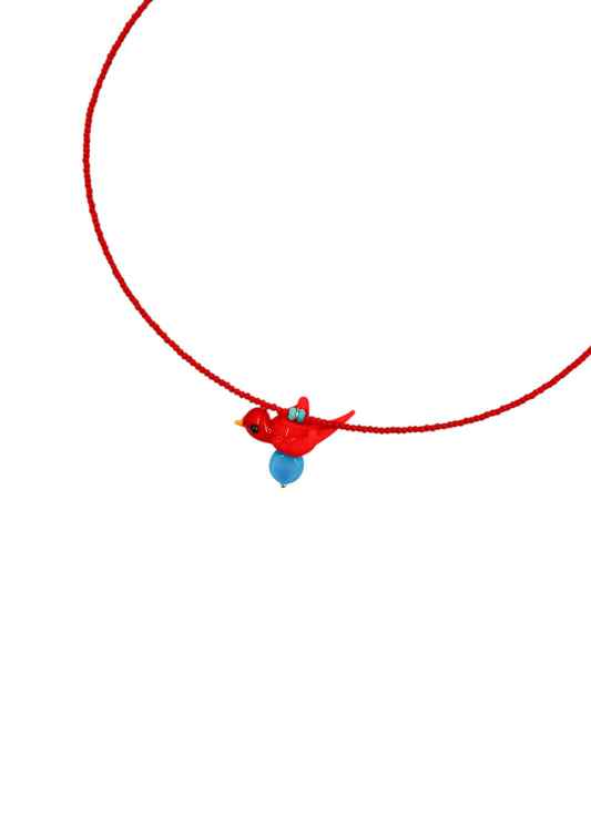 Colar Passarinho - Vermelho