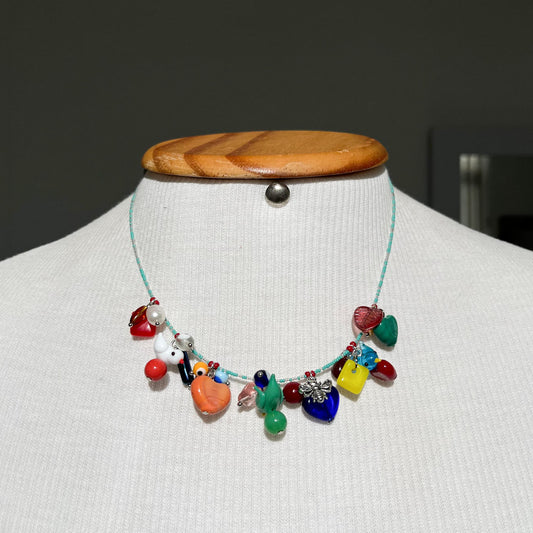 Colar Primavera - transparente com turquesa